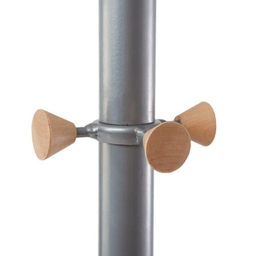 Alba™ Wavy Coat Tree, Six Hangers-two Knobs-four Hooks, 18.88w X 14d X 68.5h, Silver Steel-wood freeshipping - TVN Wholesale